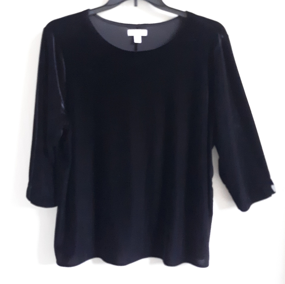 Charter Club Soft Black Velvet 3/4 sleeve top 2x